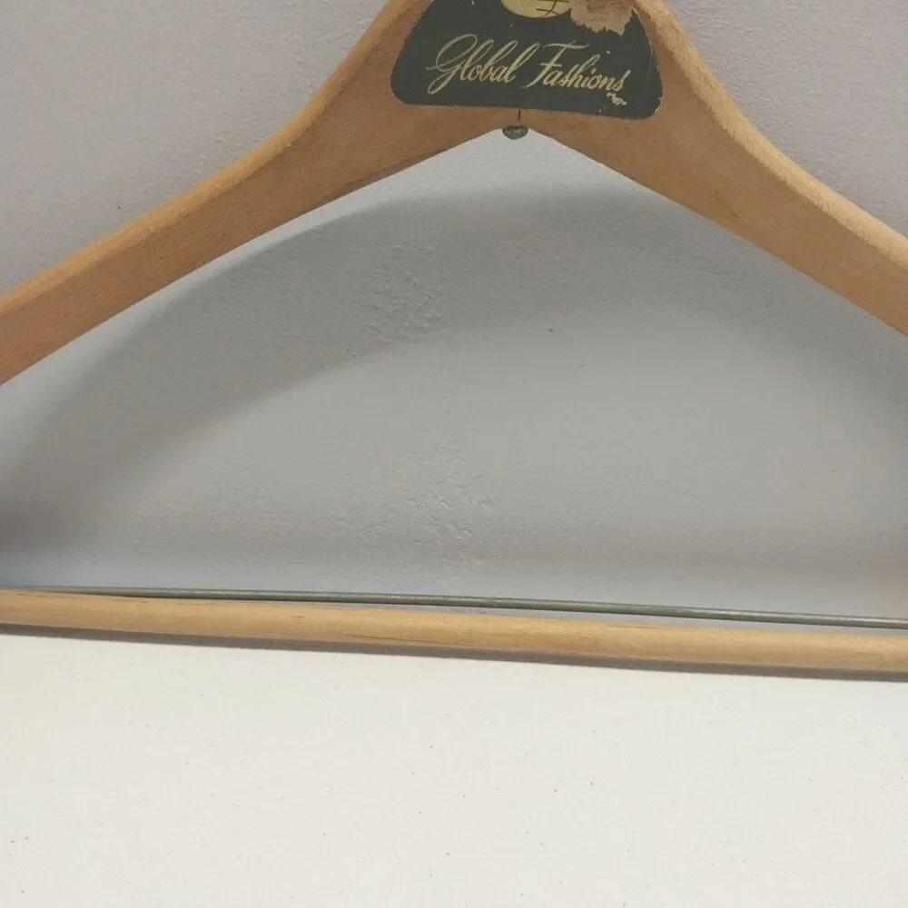 Vintage Global Fashions Wood Clothes Hanger Store Display Advertising 17 Inch